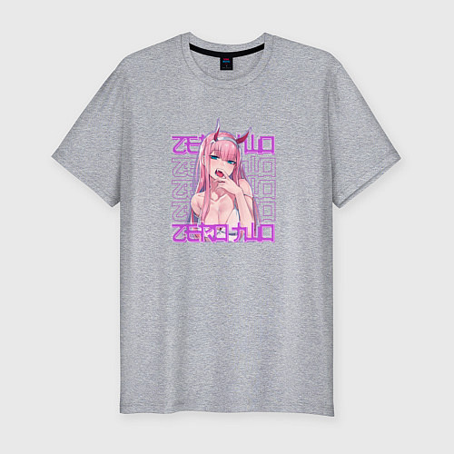 Мужская slim-футболка Zero Two надписи / Меланж – фото 1