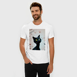 Футболка slim-fit Котик под деревом, цвет: белый — фото 2