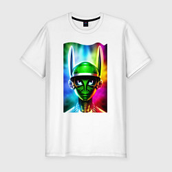 Футболка slim-fit Alien - neural network - neon glow, цвет: белый