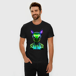 Футболка slim-fit Eared alien - neural network, цвет: черный — фото 2