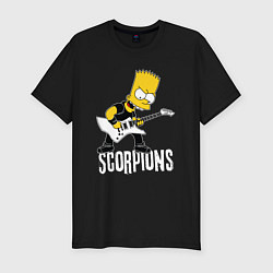 Футболка slim-fit Scorpions Барт Симпсон рокер, цвет: черный