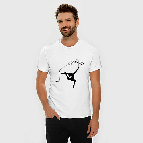 Мужская slim-футболка Гимнастка с лентой / Белый – фото 3