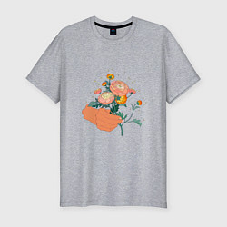 Футболка slim-fit Сияющие хризантемы, цвет: меланж