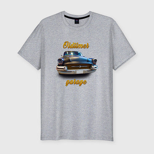 Мужская slim-футболка Ретро автомобиль Buick Roadmaster / Меланж – фото 1