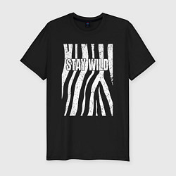 Футболка slim-fit Stay wild зебра, цвет: черный