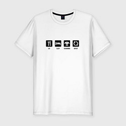 Футболка slim-fit Еда сон тхэквондо повторять, цвет: белый
