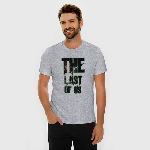 Мужская slim-футболка The last of us text / Меланж – фото 3