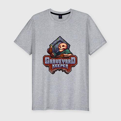 Мужская slim-футболка Graveyard Keeper логотип / Меланж – фото 1
