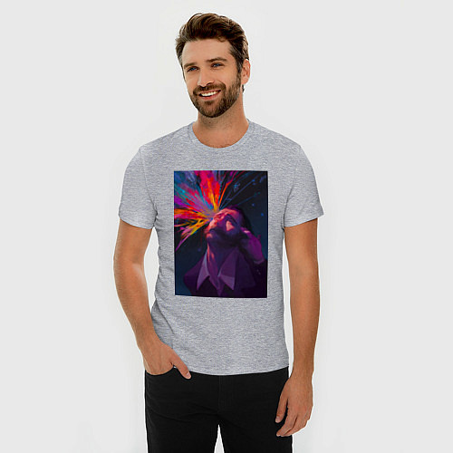 Мужская slim-футболка Disco Elysium - Взрыв мозга / Меланж – фото 3