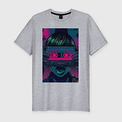 Футболка slim-fit Музыкальная девушка, цвет: меланж