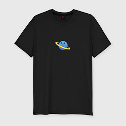 Футболка slim-fit Весёлая планета с кольцами в стиле 90-х, цвет: черный