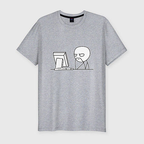 Мужская slim-футболка Мемный программист / Меланж – фото 1