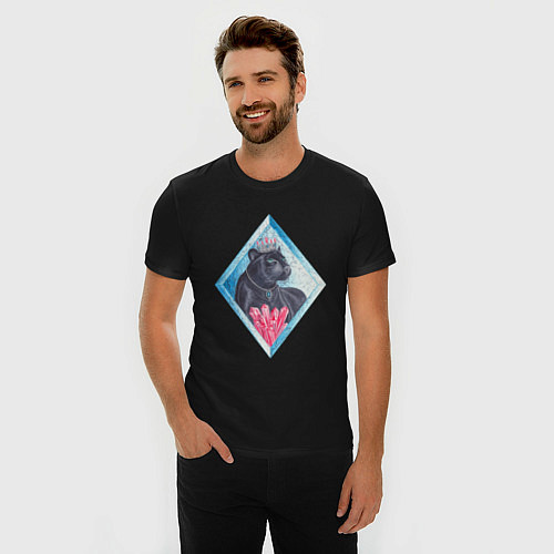 Мужская slim-футболка Черная пантера и кристаллы / Черный – фото 3
