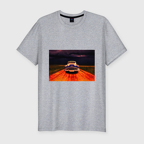 Мужская slim-футболка Классический американский автомобиль Chevrolet 210 / Меланж – фото 1