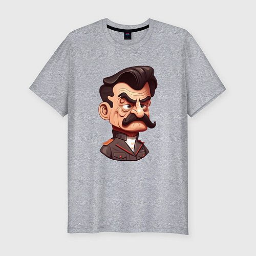 Мужская slim-футболка Сталин мультяшный / Меланж – фото 1