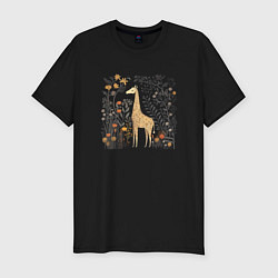 Футболка slim-fit Big brown giraffe, цвет: черный