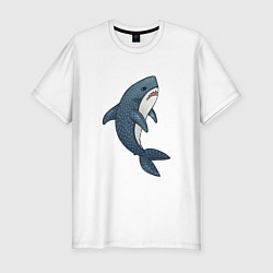 Футболка slim-fit Недовольная плюшевая акула, цвет: белый