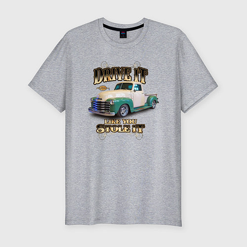 Мужская slim-футболка Классический пикап Chevrolet Thriftmaster / Меланж – фото 1