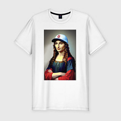 Футболка slim-fit Gioconda of our days - neural network, цвет: белый