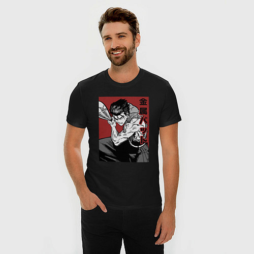 Мужская slim-футболка Стальная Бита / Черный – фото 3