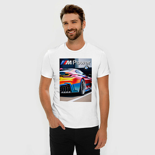 Мужская slim-футболка BMW M Power - motorsport / Белый – фото 3