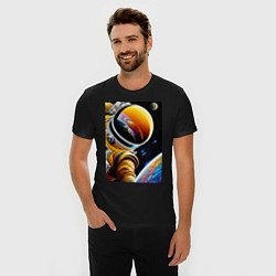 Футболка slim-fit Космонавт на орбите, цвет: черный — фото 2