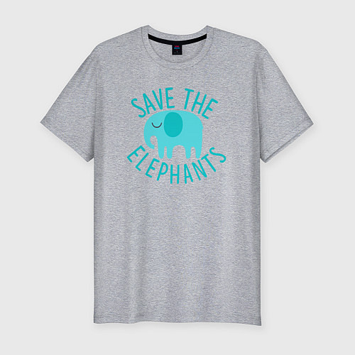 Мужская slim-футболка Спаси слонов / Меланж – фото 1