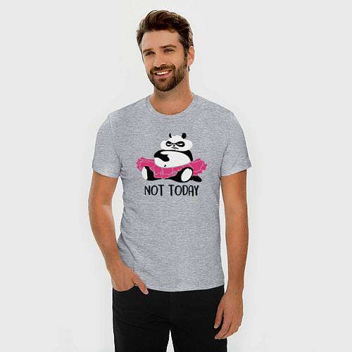 Мужская slim-футболка Ленивая панда / Меланж – фото 3