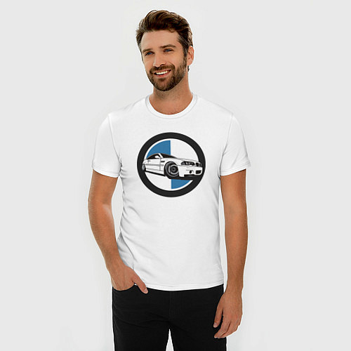 Мужская slim-футболка BMW style / Белый – фото 3