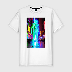 Футболка slim-fit Neon dude in the night city, цвет: белый