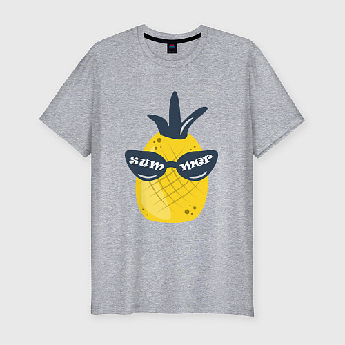 Мужская slim-футболка Солнечный ананас / Меланж – фото 1