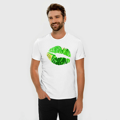 Мужская slim-футболка Поцелуй лета / Белый – фото 3