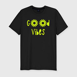 Футболка slim-fit Flowers - Good vibes, цвет: черный