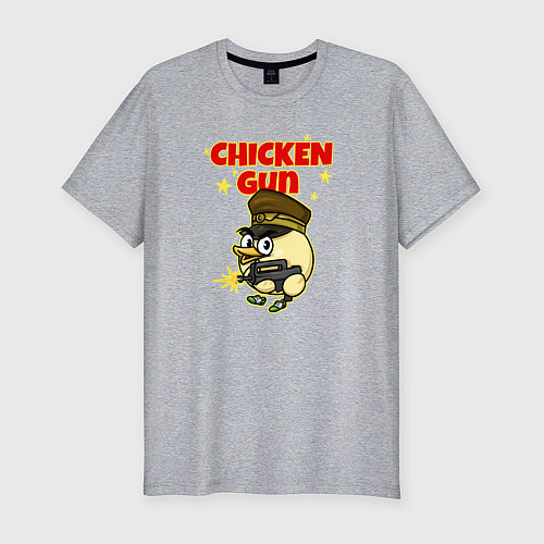 Мужская slim-футболка Chicken Gun - игра / Меланж – фото 1