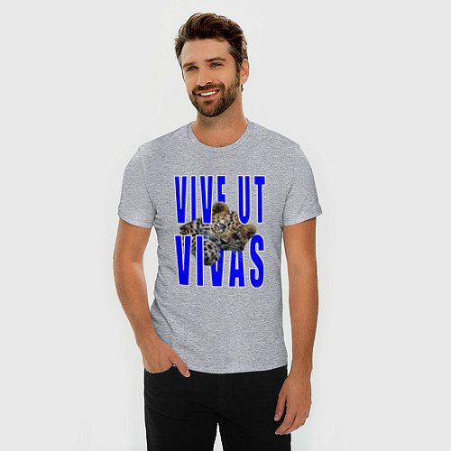 Мужская slim-футболка Vive ut vivas / Меланж – фото 3