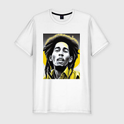 Футболка slim-fit Bob Marley Digital Art, цвет: белый