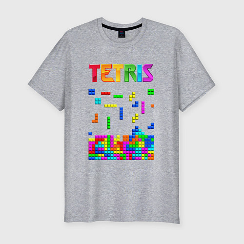 Мужская slim-футболка Фильм Тетрис логотип / Меланж – фото 1