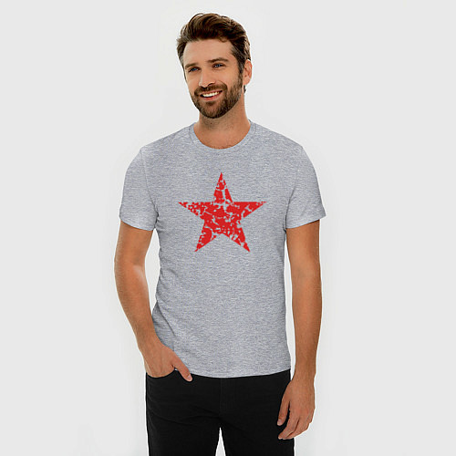 Мужская slim-футболка Star USSR / Меланж – фото 3