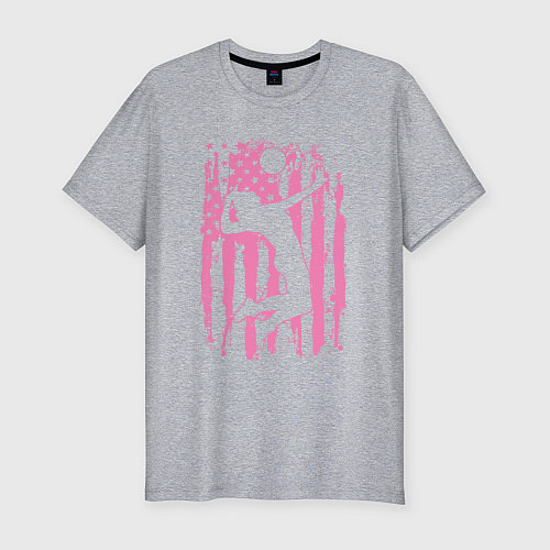 Мужская slim-футболка Pink USA volleyball / Меланж – фото 1