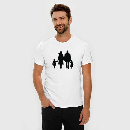 Мужская slim-футболка Family силуэт / Белый – фото 3
