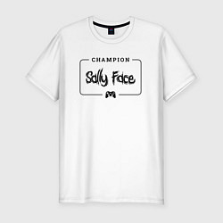 Футболка slim-fit Sally Face gaming champion: рамка с лого и джойсти, цвет: белый