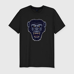 Футболка slim-fit Синий разгневанный обезьян, цвет: черный
