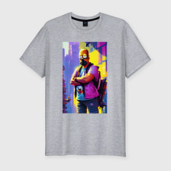 Футболка slim-fit Homer Simpson - city fantasy, цвет: меланж