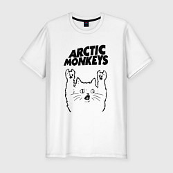 Футболка slim-fit Arctic Monkeys - rock cat, цвет: белый
