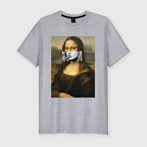 Мужская slim-футболка Мона Лиза Да Винчи / Меланж – фото 1