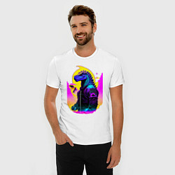 Футболка slim-fit Cool dinosaur - cyberpunk - neural network, цвет: белый — фото 2
