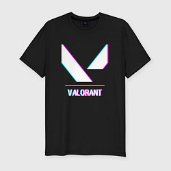 Футболка slim-fit Valorant в стиле glitch и баги графики, цвет: черный