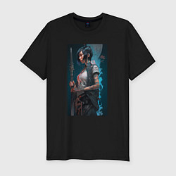 Футболка slim-fit Девушка самурай, цвет: черный