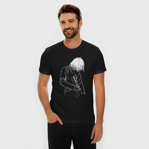 Мужская slim-футболка Kurt Cobain grunge / Черный – фото 3