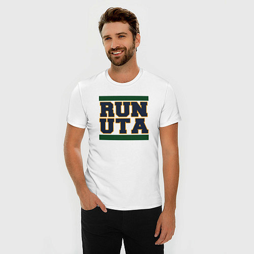 Мужская slim-футболка Run Utah Jazz / Белый – фото 3
